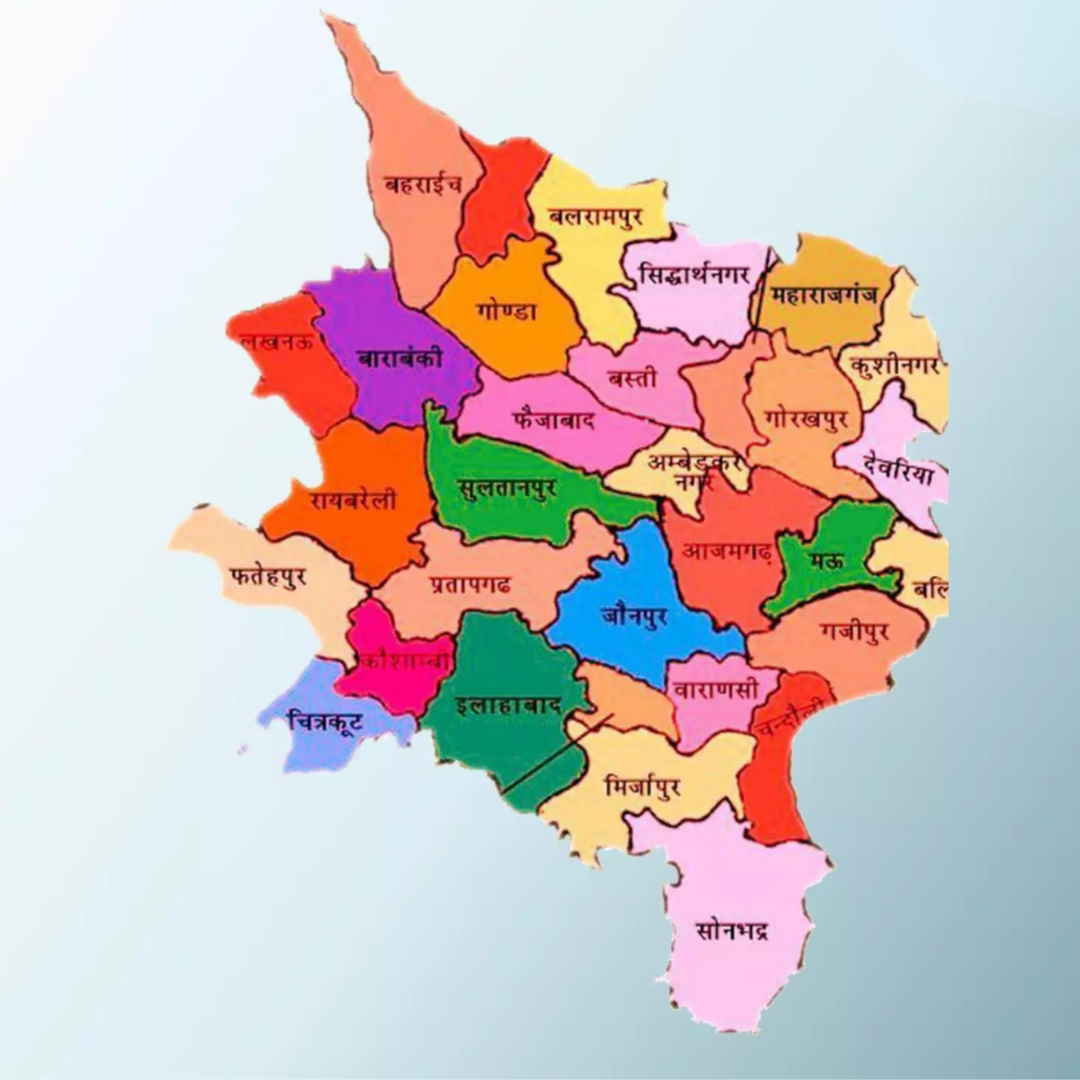 पूर्वांचल के 28 जिलों का मैप